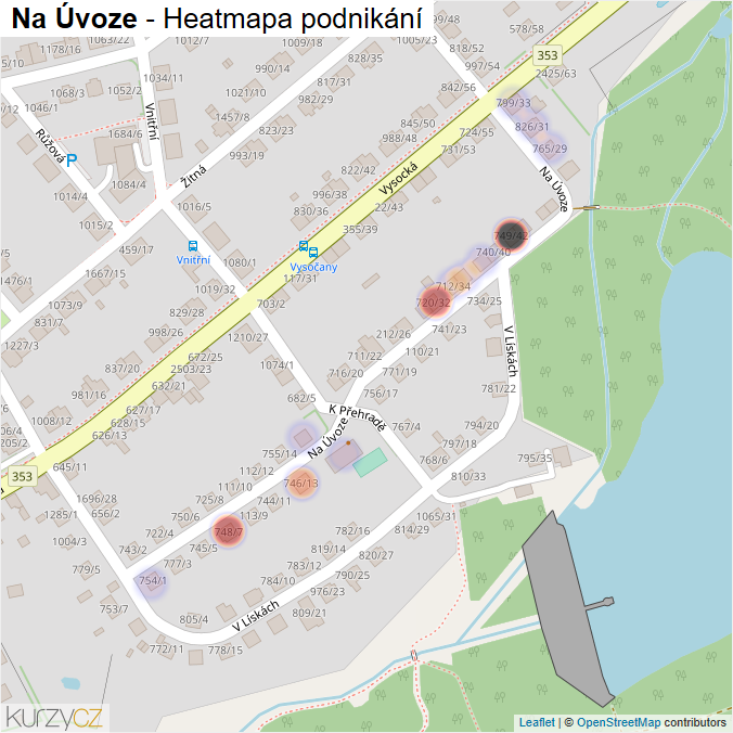 Mapa Na Úvoze - Firmy v ulici.