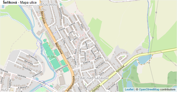 Šeříková - mapa ulice