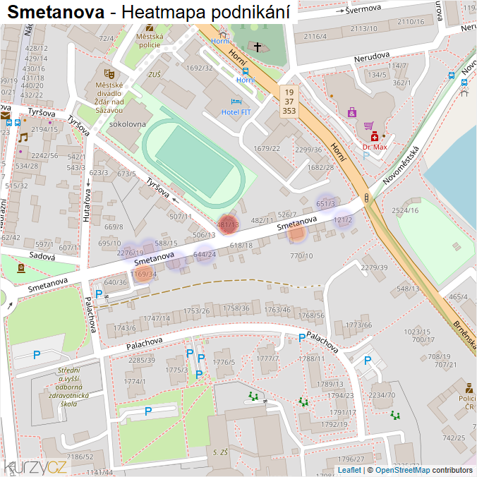 Mapa Smetanova - Firmy v ulici.
