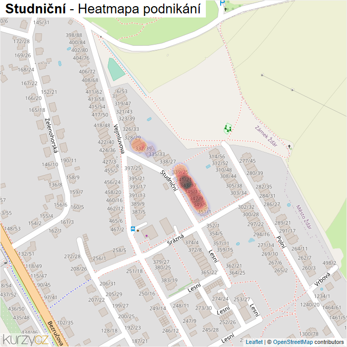Mapa Studniční - Firmy v ulici.