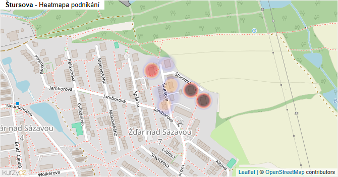 Štursova - mapa podnikání