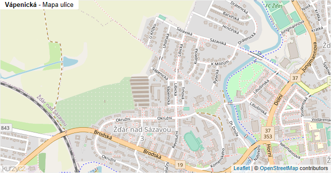 Vápenická - mapa ulice
