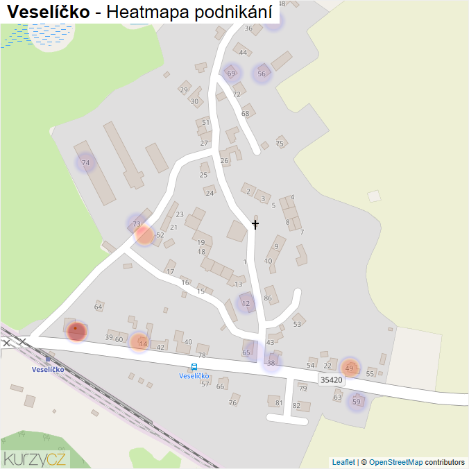 Mapa Veselíčko - Firmy v části obce.