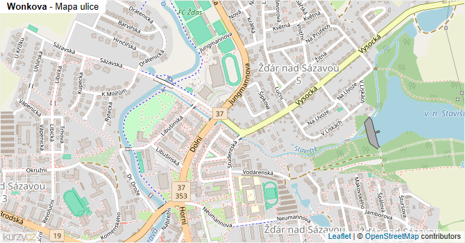 Wonkova - mapa ulice