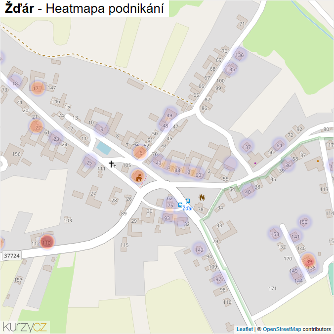 Mapa Žďár - Firmy v části obce.