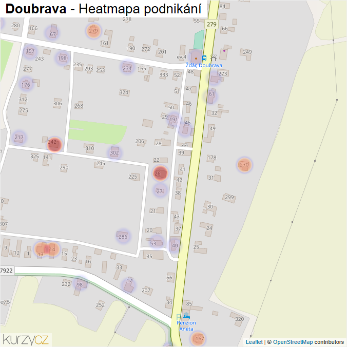 Mapa Doubrava - Firmy v části obce.