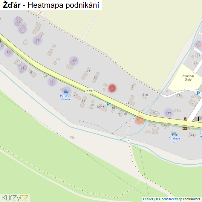 Mapa Žďár - Firmy v části obce.