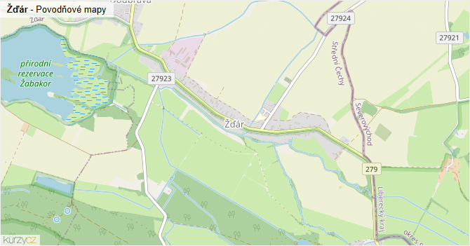 Žďár - záplavové mapy stoleté vody