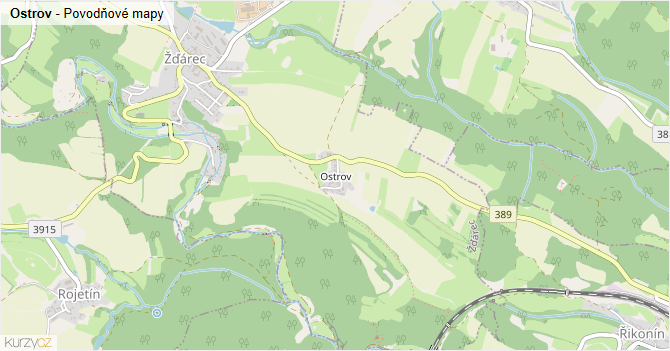 Ostrov - záplavové mapy stoleté vody