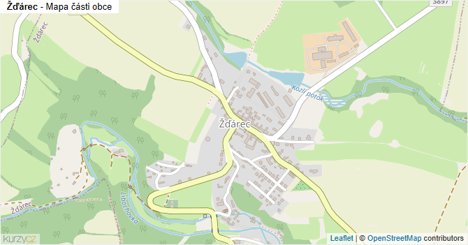 Žďárec - mapa části obce