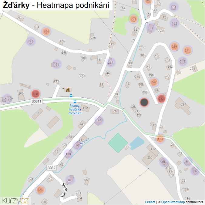 Mapa Žďárky - Firmy v části obce.