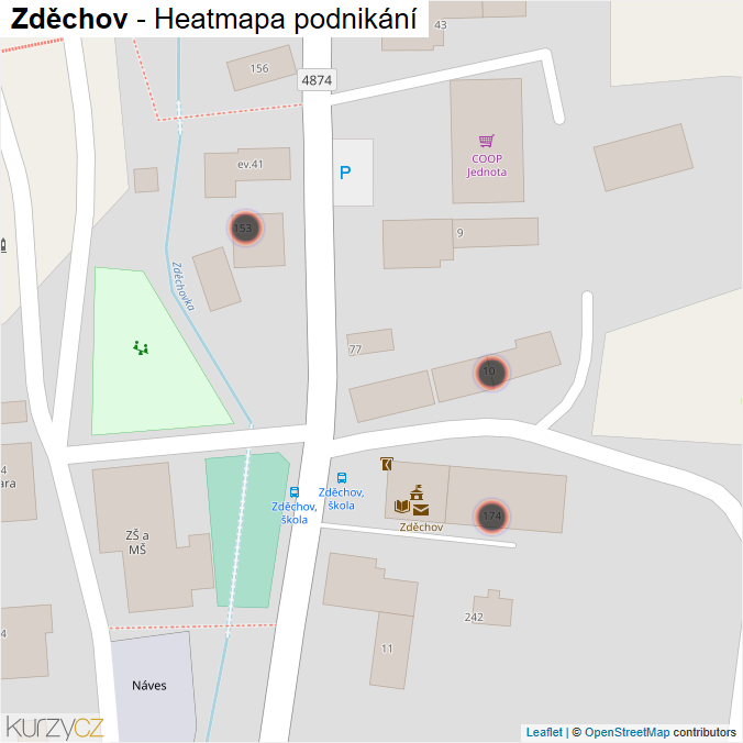 Mapa Zděchov - Firmy v obci.