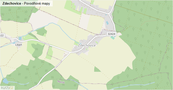 Zdechovice - záplavové mapy stoleté vody