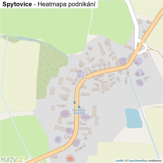 Mapa Spytovice - Firmy v části obce.