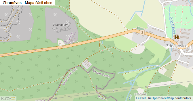 Zbraněves - mapa části obce