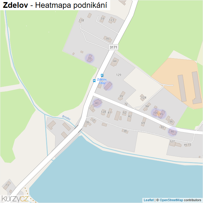 Mapa Zdelov - Firmy v části obce.