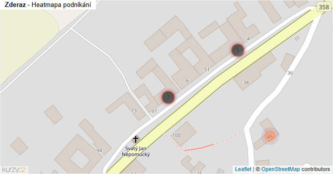Zderaz - mapa podnikání