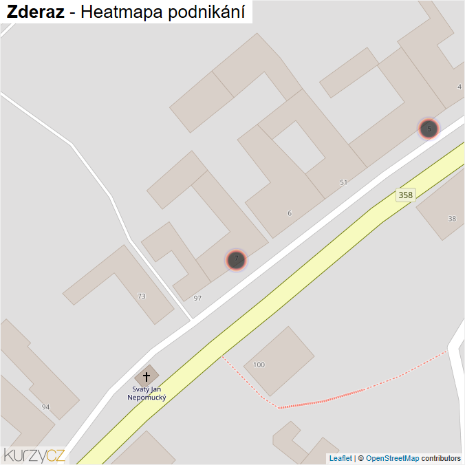 Mapa Zderaz - Firmy v obci.