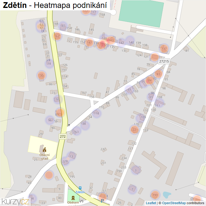 Mapa Zdětín - Firmy v části obce.