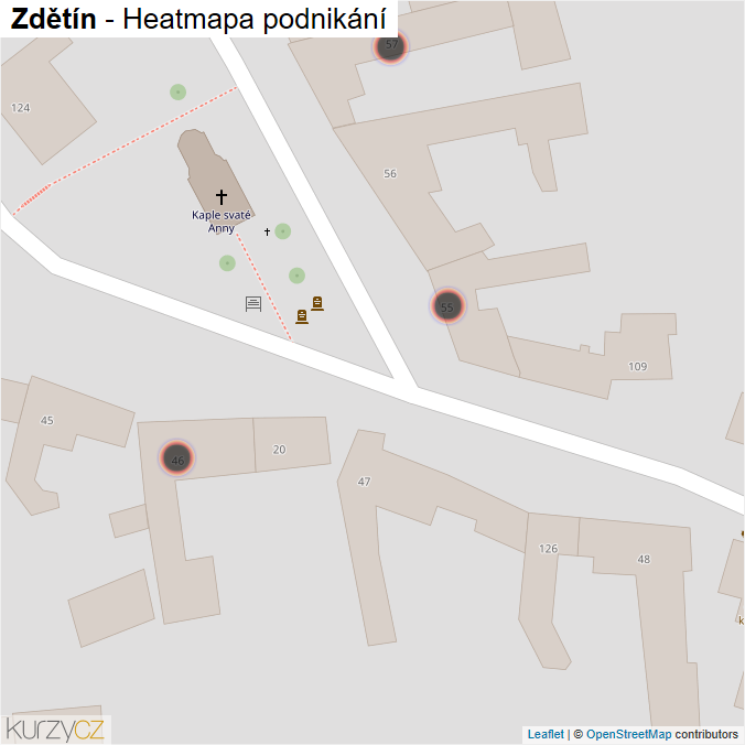 Mapa Zdětín - Firmy v obci.