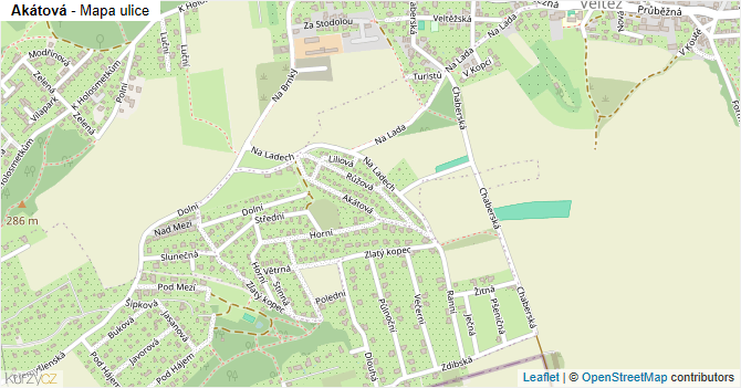 Akátová - mapa ulice