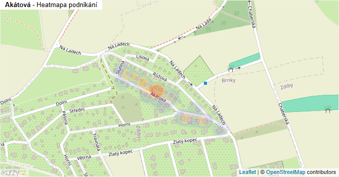 Akátová - mapa podnikání
