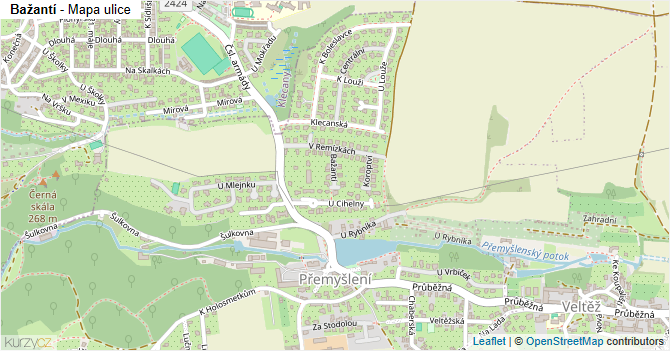 Bažantí - mapa ulice