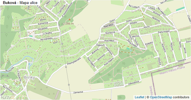 Buková - mapa ulice