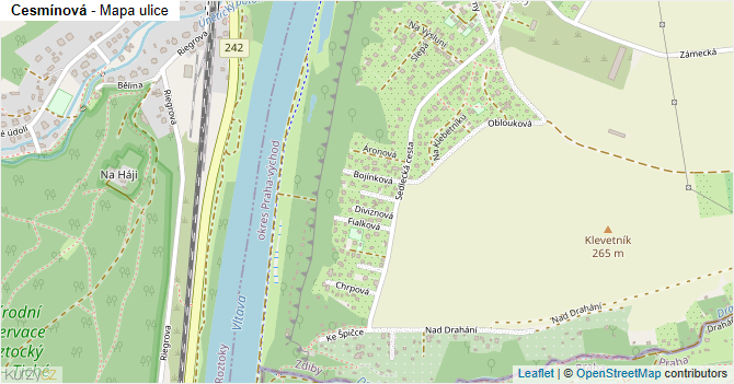 Cesmínová - mapa ulice