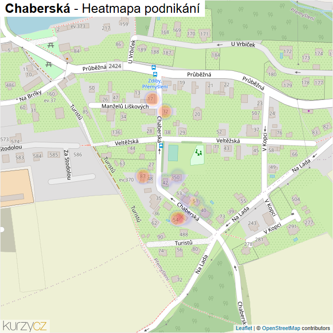 Mapa Chaberská - Firmy v ulici.