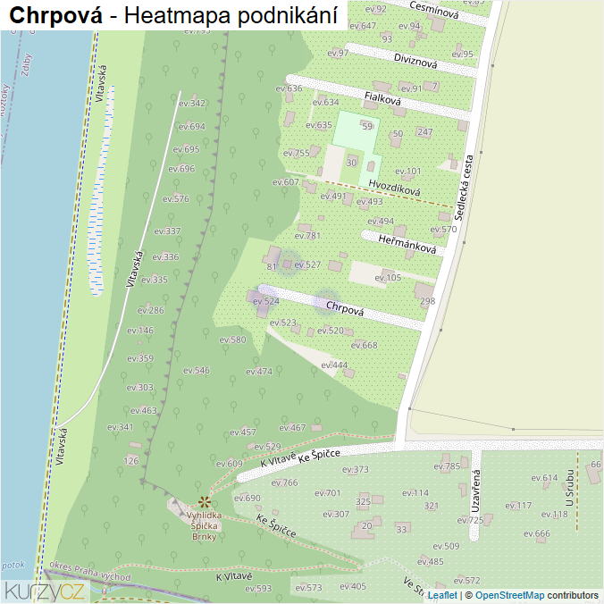 Mapa Chrpová - Firmy v ulici.
