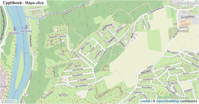 Cypřišová - mapa ulice