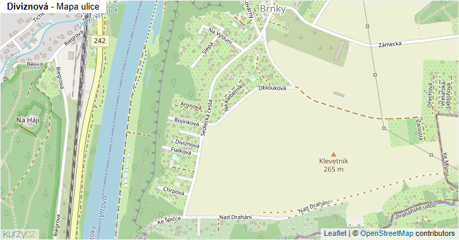 Diviznová - mapa ulice