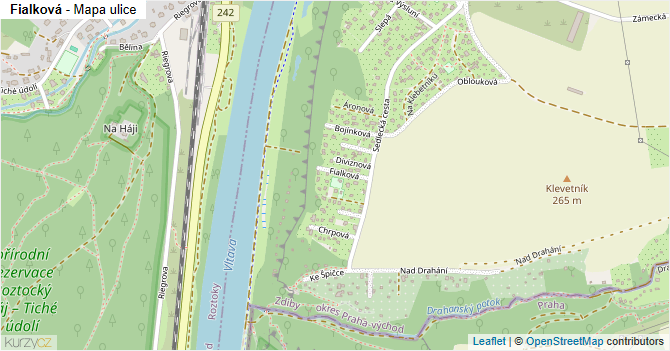 Fialková - mapa ulice