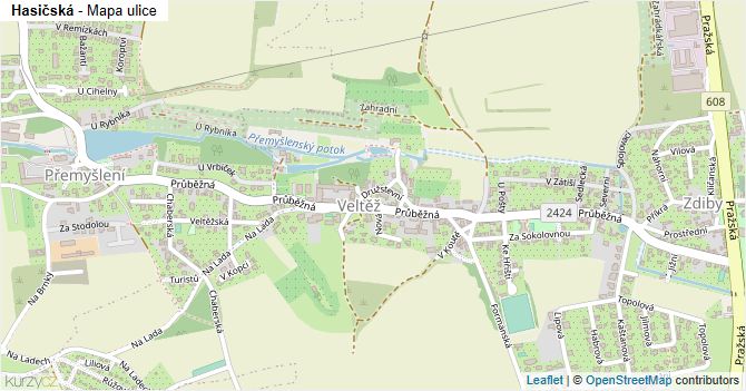 Hasičská - mapa ulice