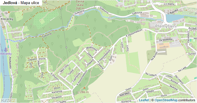 Jedlová - mapa ulice