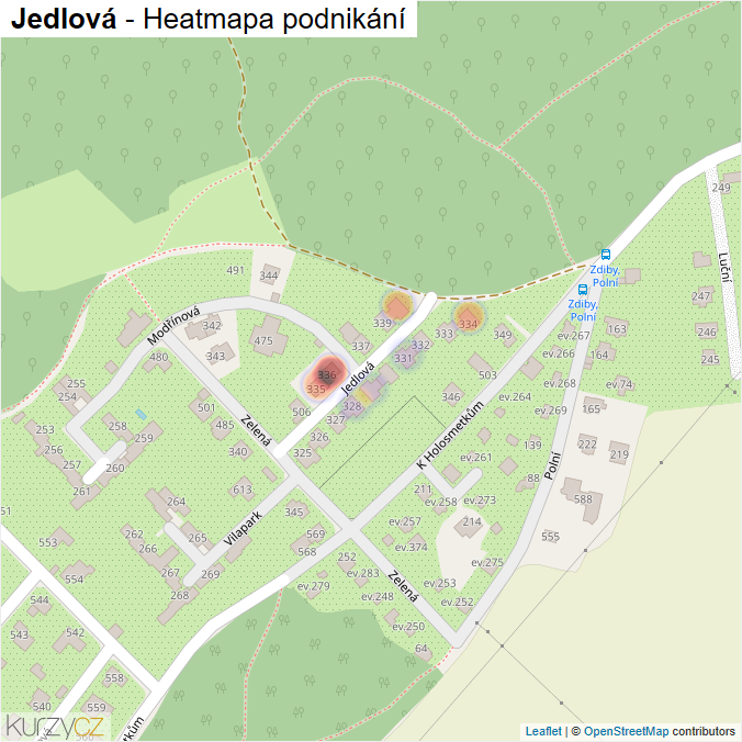 Mapa Jedlová - Firmy v ulici.
