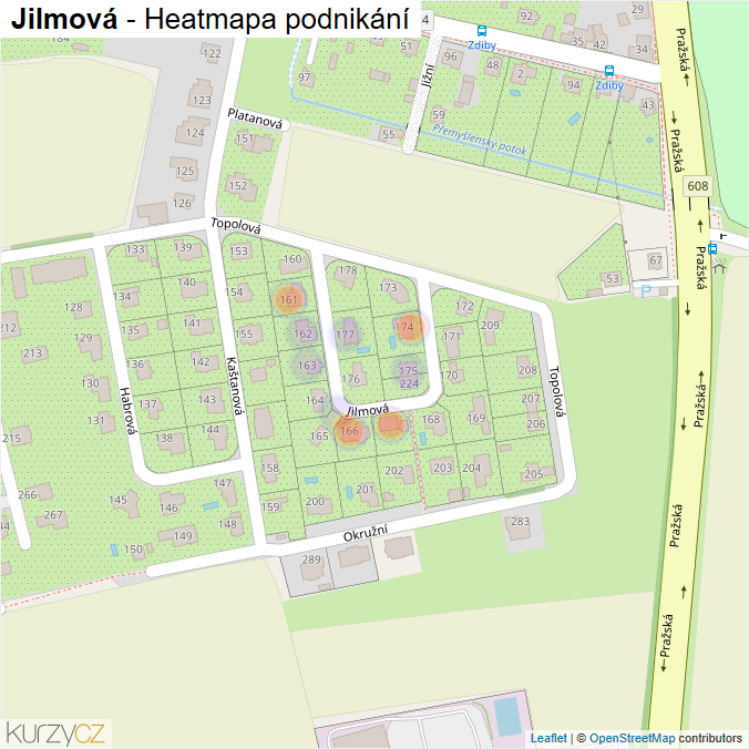 Mapa Jilmová - Firmy v ulici.
