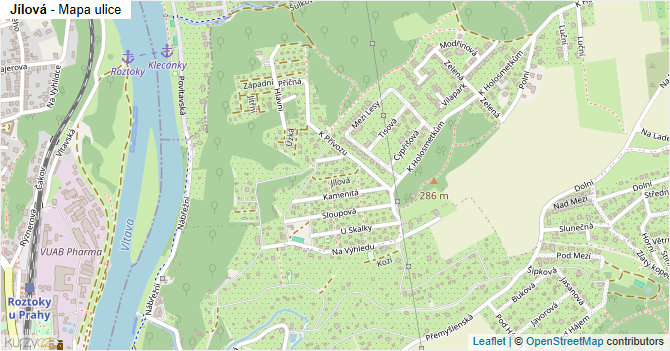 Jílová - mapa ulice