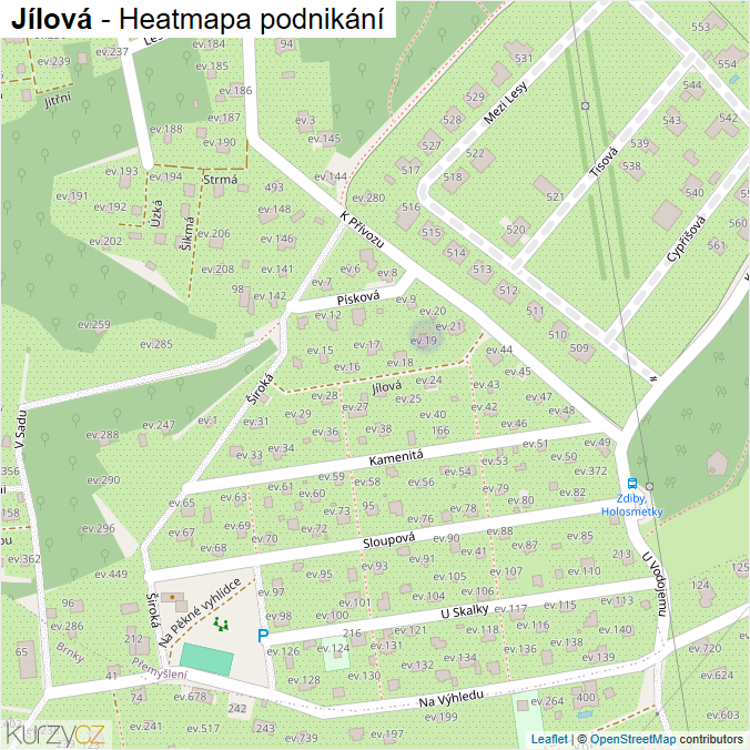 Mapa Jílová - Firmy v ulici.