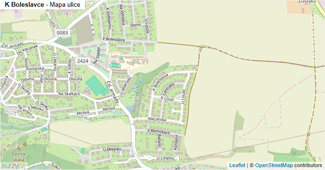 K Boleslavce - mapa ulice