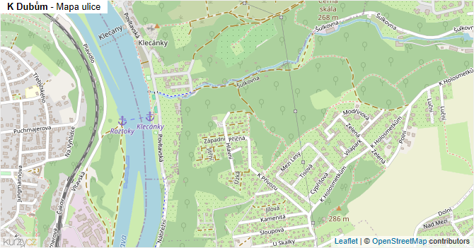 K Dubům - mapa ulice