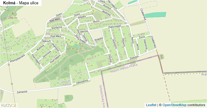 Kolmá - mapa ulice