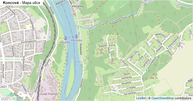 Koncová - mapa ulice