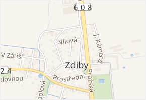 Květinová v obci Zdiby - mapa ulice