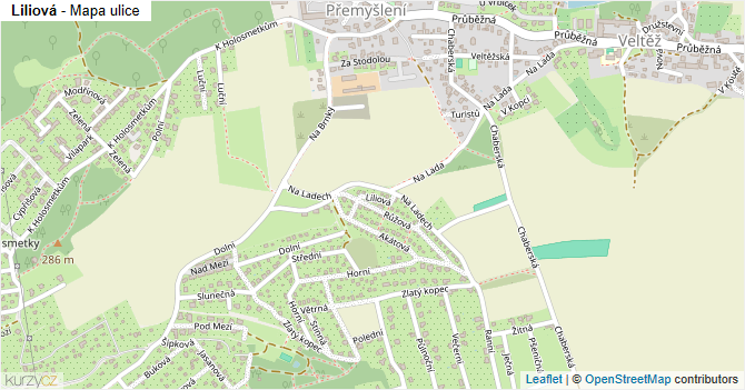 Liliová - mapa ulice
