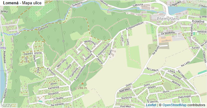 Lomená - mapa ulice