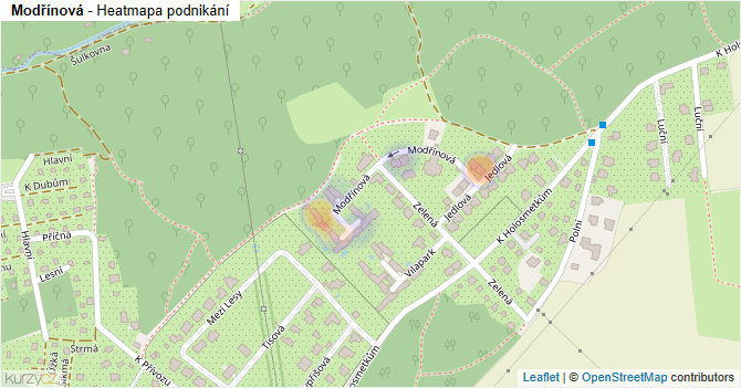 Modřínová - mapa podnikání