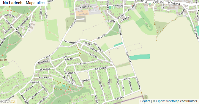 Na Ladech - mapa ulice