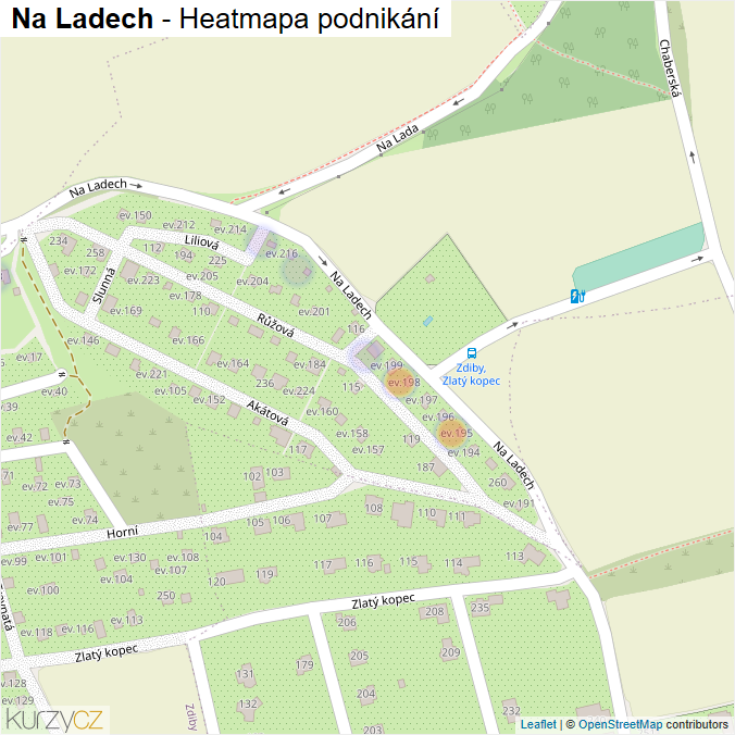 Mapa Na Ladech - Firmy v ulici.